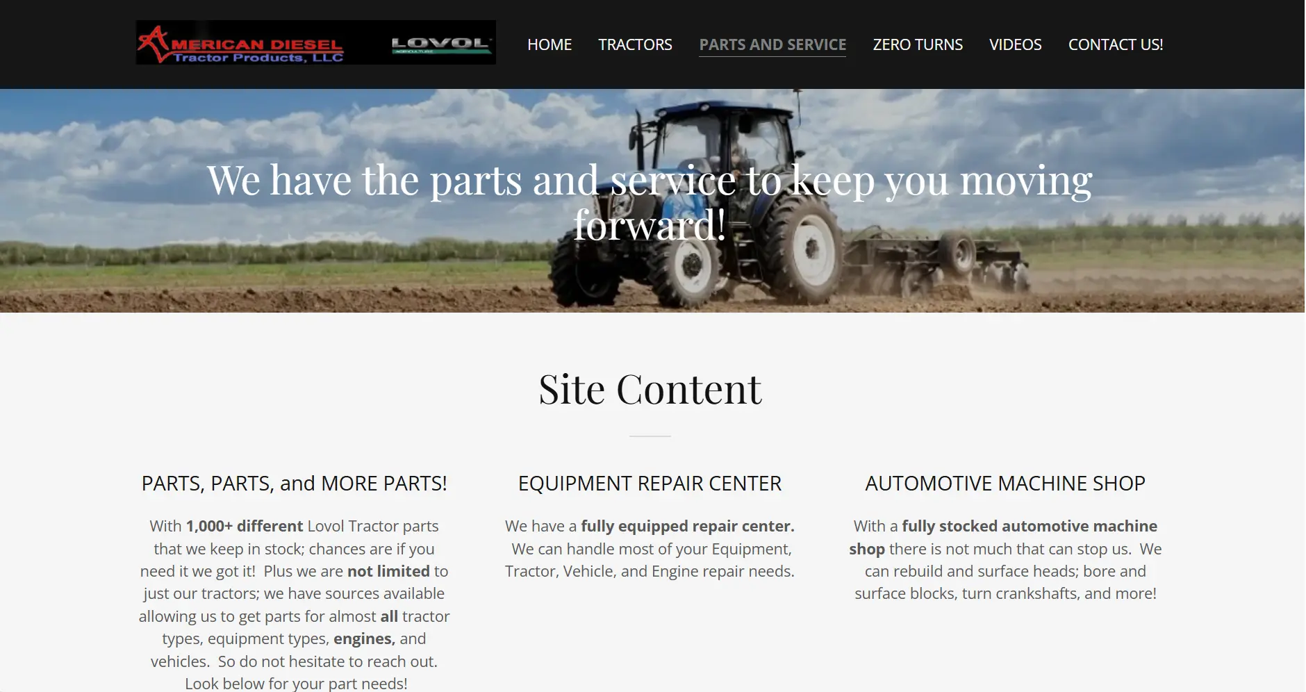 Official Website of LOVOL North America Parts & Service